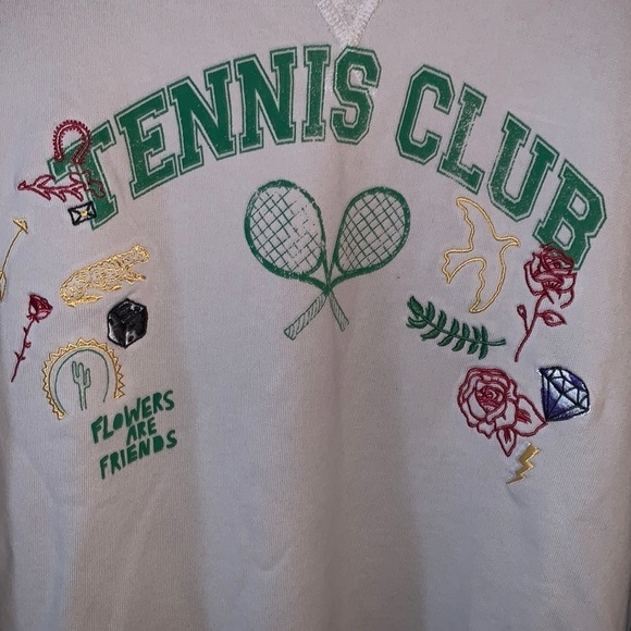 Free People Over and Out Graphic Vintage looking Pullover Tennis Sweatshirt NWOT - Picture 7 of 15